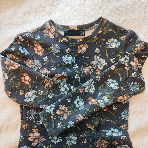 Zara Floral Longsleeve Sweater Minidress Size Small - Picture 6 of 7